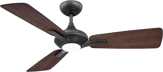 Mykonos Smart Indoor and Outdoor 3-Blade Ceiling Fan 52in Bronze/Dark Walnut with 2700K LED Light Kit and Remote Control works with Alexa, Google Assistant, Samsung Things, and iOS or Android App