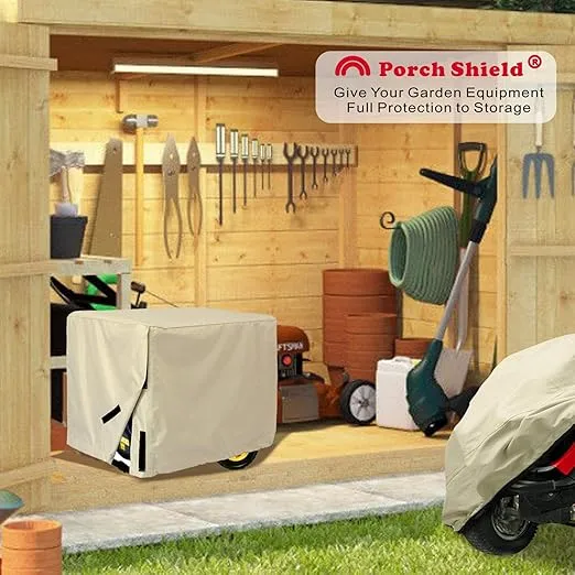 Porch Shield Waterproof Universal Generator Cover 38 x 28 x 30 inch, for Most Generators 5500-15000 Watt, Light Tan