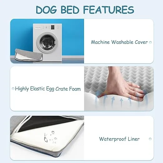 EMPSIGN Reversible Cool and Warm Dog Bed for Crate Pad, Pet Beds with Washable and Removable Cover, Dog Crate Bed Sleeping Mats, Bed for Dog Crate for Large Medium Small Dogs, Grey