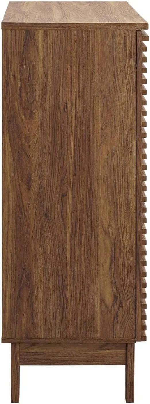 Modway Render Mid-Century Modern Wine Rack Storage, Bar Cabinet, Walnut