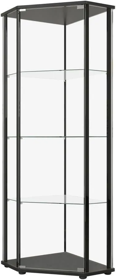 Coaster Home Furnishings Zenobia Glass Shelf Curio Cabinet Clear and Black