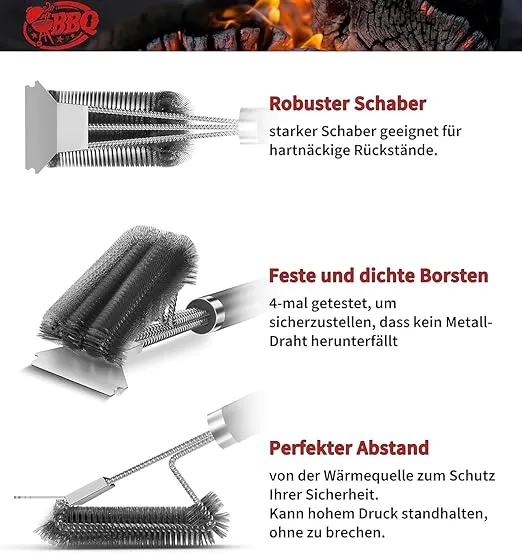 TNTOR Grill Brush with Scraper, 18" Adjustable Handle with Bottle Opener BBQ Grill Brush for Outdoor Grill/Smoker/Gas and Charcoal Grill Cleaning
