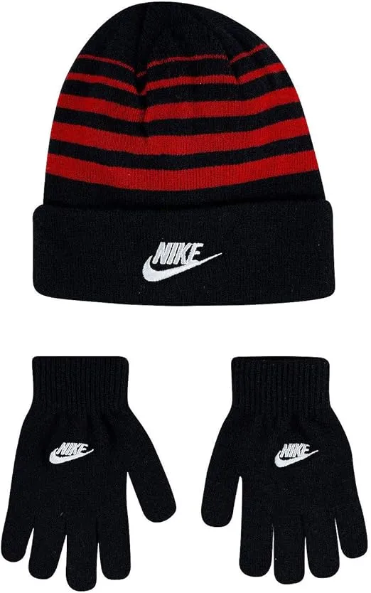 Nike Boy`s Futura Foldover Beanie & Glove 2 Piece Set