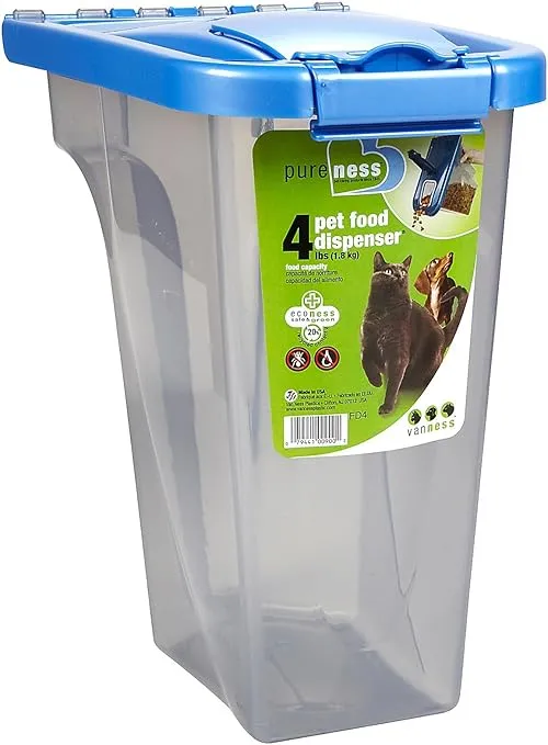 Van Ness 4-Pound Food Dispenser with Fresh-Tite Seal, White , Large (FD4), Clear
