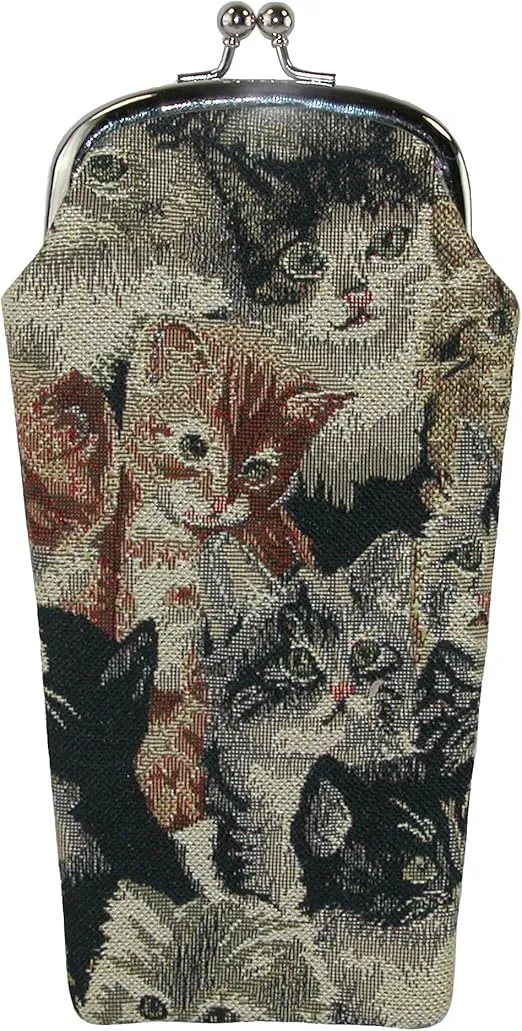 CTM® Women's Cat Print Tapestry Glasses Case
