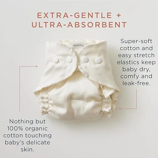 Esembly Cloth Diaper Try-It Kit, Starter Gift Set, Includes 3 Organic, Reusable Diapers Inners, 1 Stylish Outer, Patented Detergent & Wet Bag - Earth-Friendly Diapering, Lattice, Size 1 (7-18lbs)