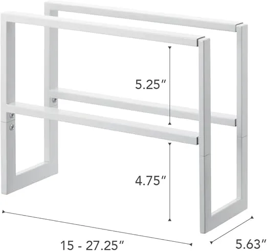 Yamazaki Home Expanding Shoe Rack, Metal, Adjustable Steel One Size White