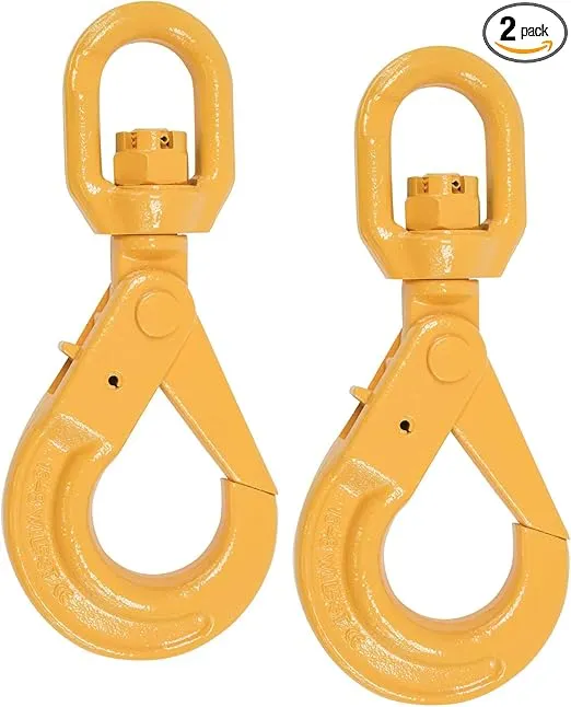 Mytee Products 1/2" Self Locking Swivel Hook Grade 80, 12,000 lbs WLL- (2 Pack)
