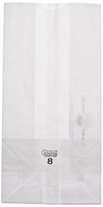 Bagcraft Papercon 300298 Dubl Wax SOS Bag, 8-lb Capacity, 12-3/8" Length x 6-1/8" Width x 4" Height, White (Case of 1000)