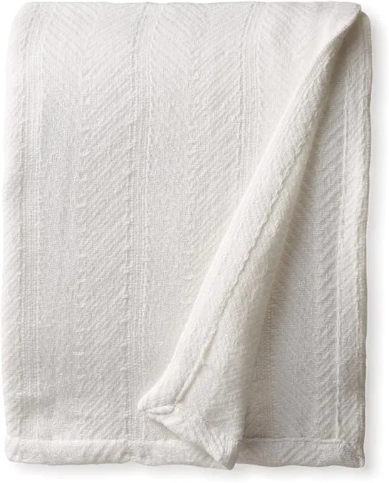 Eddie Bauer - Twin Blanket, Lightweight Cotton Bedding, Home Decor for All Seasons (Herringbone Off-White, Twin)
