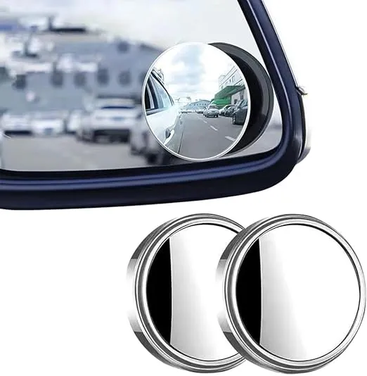 2Pcs Blind Spot Mirrors,2" Round HD Glass Convex 360° Wide Angle Side Rear View Mirror,Angle Adjustable HD Glass Round Side Rear View Convex Accessories with Frame for Car SUV Trucks Motorcycles