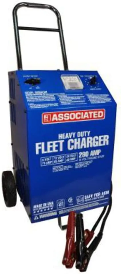 Associated Equipment 6006AGM Charger, 6/12/24V 70/65/30A, Agm, 280 Amp Cranking Assist, Wheels