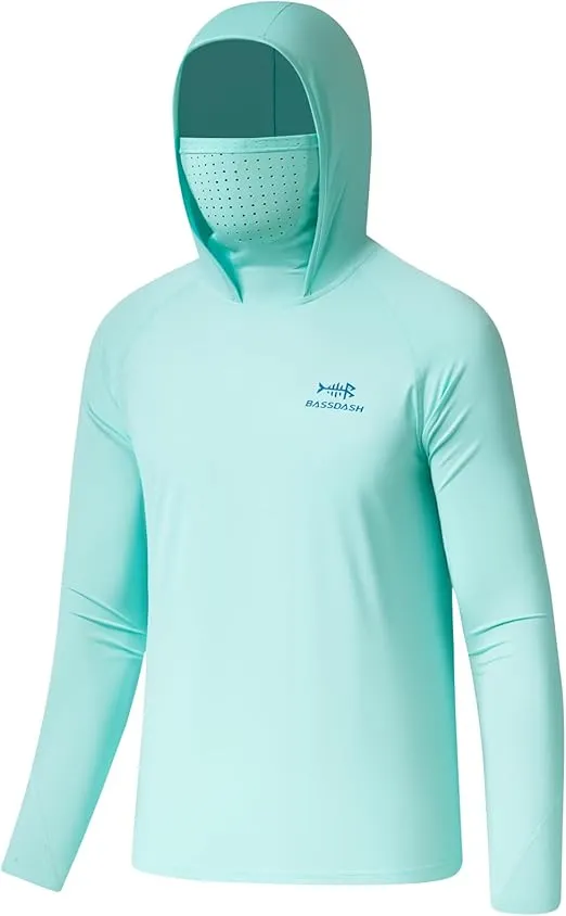 BASSDASH Youth UPF 50+ Hooded Shirts with Mask UV Neck Gaiter Sun Protection Long Sleeve T Shirt for Fishing Swim