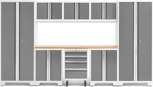 NewAge Products Inc. Bold Series White 9 Piece Set, Garage Cabinets, 54994