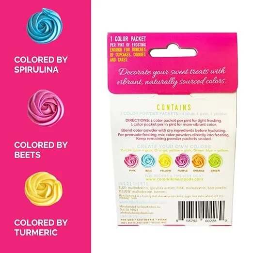 ColorKitchen Food Coloring (3 Colors) – Plant-based Colors | Artificial Dye-free | Gluten-free | Non-GMO | Vegan | Colors for Frosting and Natural Healthy Baking | Soy free