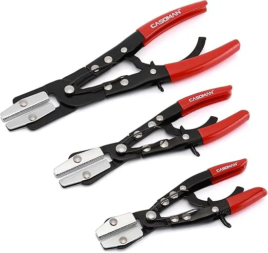 CASOMAN 3PC Hose Pincher Pliers Set, Locking Ratcheting Hose Pinch Off Pliers for Automotive Hose Lines, Radiator Lines, Fuel Lines, Coolant Lines