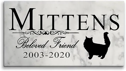 Cat Memorial Stone Personalized Custom Marker Outdoor Garden Sign Grave Headstone Beloved Friend Design (Beloved Friend - Large Name)