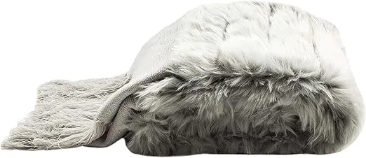 SAFAVIEH Alexi Faux Fur Bed Runner Throw Blanket, Grey