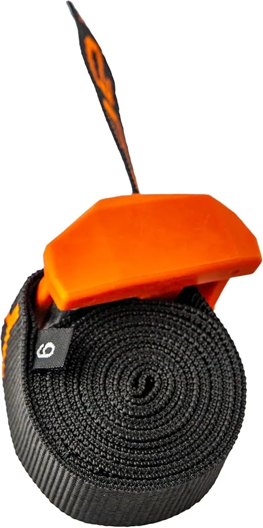 YakAttack Cam Strap - Heavy Duty Polyester Kayak Tie Down with Protective Rubber Buckle, Black/Orange | Kayak Fishing Accessories