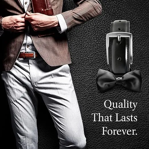 Genuine Leather Dress Belts For Men - Mens Belt For Suits, Jeans, Uniform With Single Prong Buckle - Designed in the USA