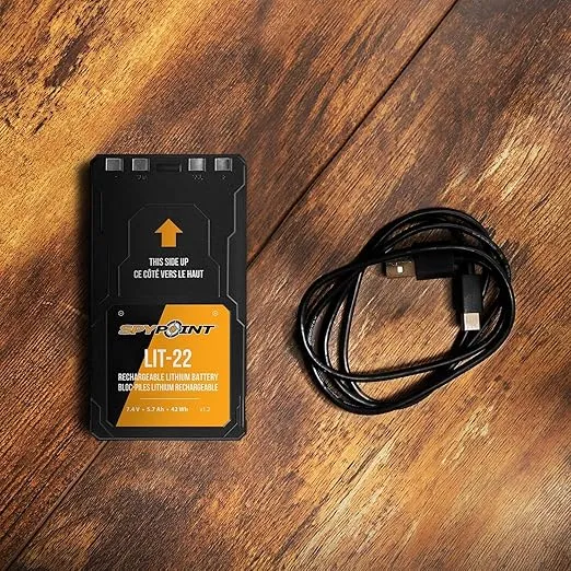 SPYPOINT Rechargeable 7.4V Lithium Battery Pack for Trail Camera with 5.4 amp-Hours and AC Charging Cable | Cellular Trail Camera