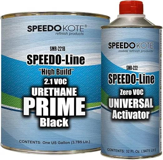 Speedokote BLACK Automotive 2.1 Low VOC 2K Urethane Primer Black Gallon Kit, SMR-221B/222