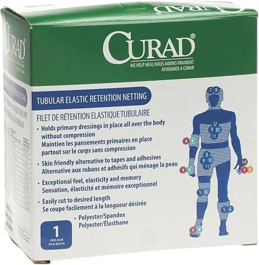 Medline Stretch Tubular Elastic Dressing Retention Net, Size 12, (56" x 25 yds), Ideal for Wound Care, Single Pack