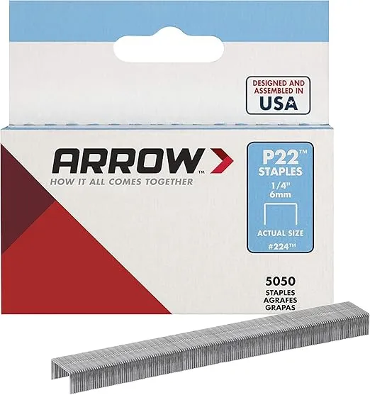 Arrow 224 Heavy Duty P22 Staples for Use with Plier-Type Paper and Bag Staplers in Restaurants, Offices, Classrooms, 5050-Pack, 1/4-Inch Leg Length, 7/16-Inch Crown Width