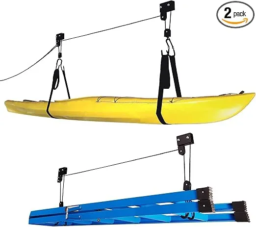 RAD Sportz Kayak Hoist 2-Pack Quality Garage Storage Canoe Lift with 125 lb Capacity Even Works as Ladder Lift Premium Quality Pulley System