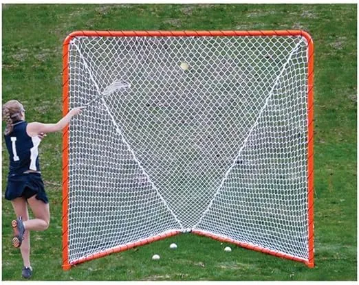 EZGoal 2” Professional folding 6' x 6' lacrosse Metal Goal with a Pro LAX Rocket Throwback Rebounder Trainer to Practice Your Passes and Catches, Orange, 6 x 6-Feet (87615)