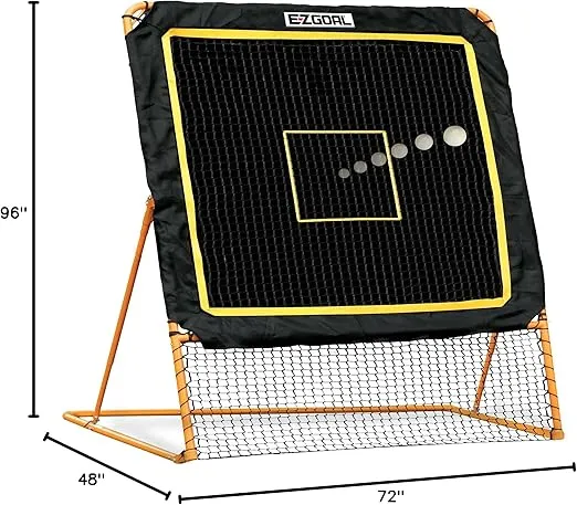 EZGoal 8'X6' Professional Folding Lacrosse Rebounder | LAX Throwback to Practice Your Passes and Catches,Orange
