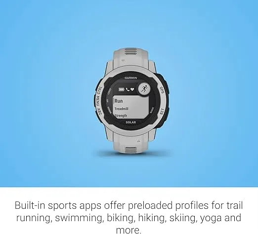 Garmin Instinct 2 Solar, GPS Outdoor Watch, Solar Charging Capabilities, Multi-GNSS Support, Tracbak Routing, Mist Gray