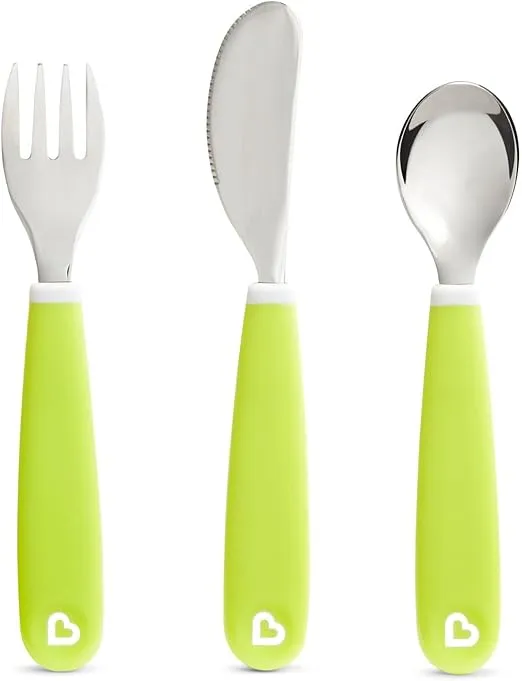 Munchkin Raise Toddler Fork & Spoon Set, Green