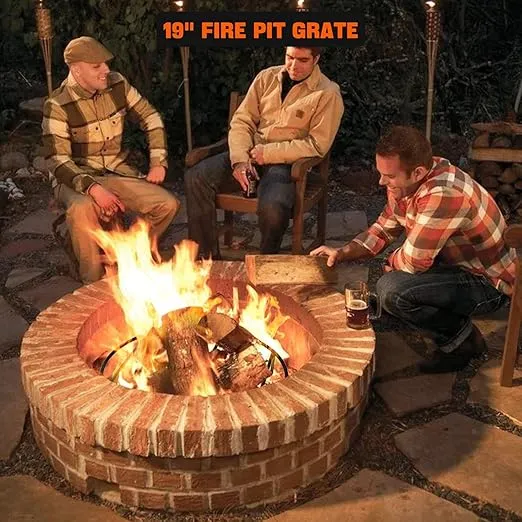 only fire Round Fire Pit Grate with 4 Legs for Outdoor Campfire Grill Cooking, 19 Inch