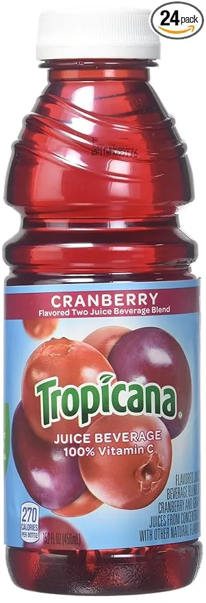 Tropicana Juice Cranberry, 15.2 oz Plastic Bottle (Pack of 24)