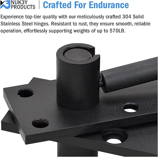 Nuk3y Heavy Duty Stainless Steel 360 Degree Door Pivot Hinge System Matte Black