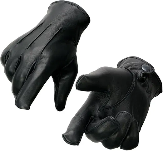 Milwaukee Leather SH875 Men's Black Thermal Lined Deerskin Motorcycle Hand Gloves W/Snap Wrist Closure