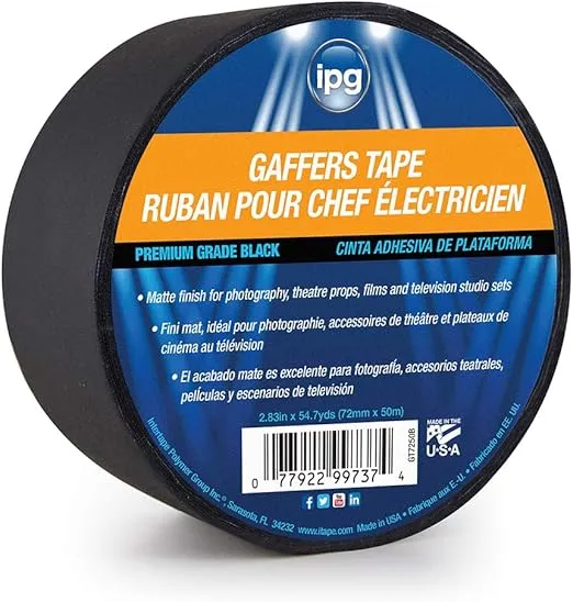 IPG 99737, 2.83" x 54.7 yd, Matte Black (Single Roll) Gaffers Tape