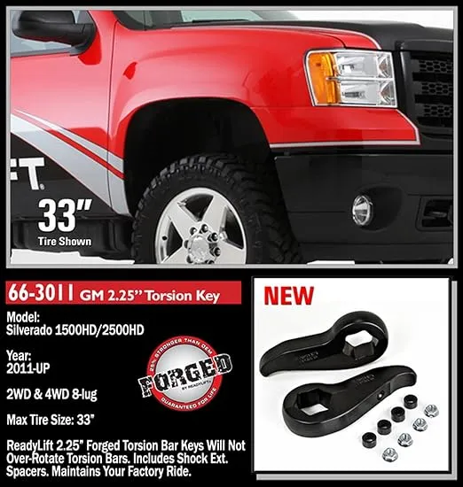 ReadyLift 66-3011 2.25" Front Leveling Kit W/Forged Torsion Key - GM 2500/3500 HD