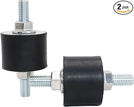 M10x28mm Rubber Studs Shock Absorber Anti-Vibration Isolator Mounts, 40x30mm Rubber Cylindrical Vibration Isolation Mount for Air Compressors Garage Motor Diesel Engines 2 PCS with 4PCS LockNuts