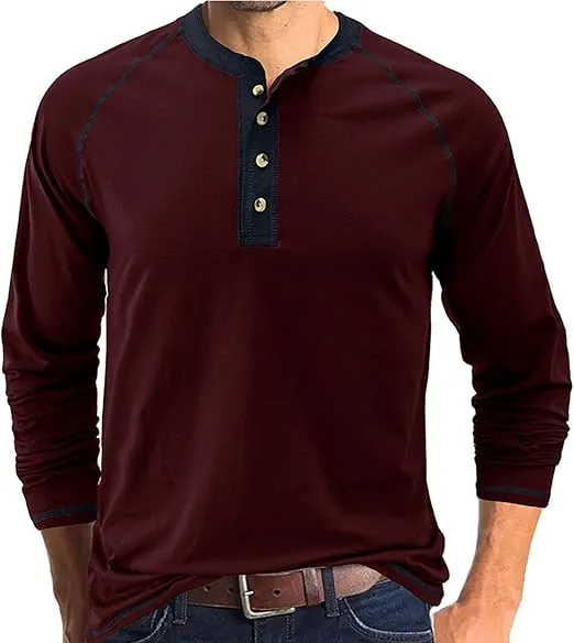 Fashion Men’s Henley Shirts Casual Cotton Short Sleeve Classic Solid Color T Shirts Comfort Tee Top