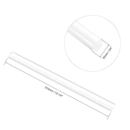 uxcell Acrylic Round Rod, Clear,3/4" Diameter 12-1/4" Length, Solid Plastic PMMA Bar Stick 2pcs