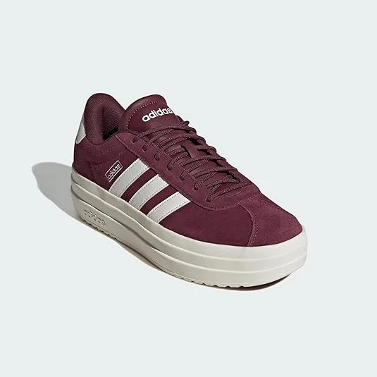 adidas Women's VL Court Sneaker, Maroon/White/Off-White, 9