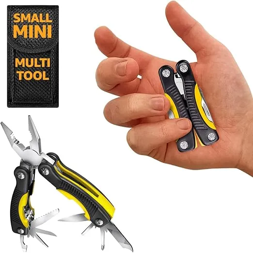 Mini Multitool Knife 12 in 1 - Small Pocket Multi Tool with Knife and Pliers - Best Small Utility Multi Purpose All in One Tools for Men Women - Best Gear Accessory for EDC Work Camping Hiking 2229