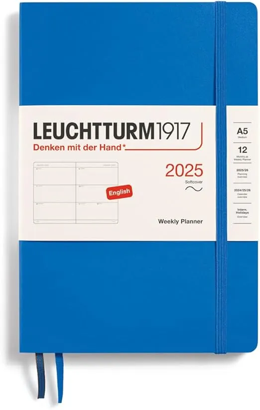 LEUCHTTURM1917 - Weekly Planner 2025, Softcover, Medium (A5), Sky (Jan 1 - Dec 31, 2025)
