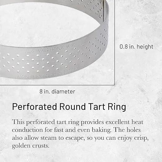 de Buyer Perforated Round Tart Ring - 8” Diameter, 0.8” Height - Perfect for Baking Beautifully Crisp Tarts - Easy to Use & Clean - Made in France