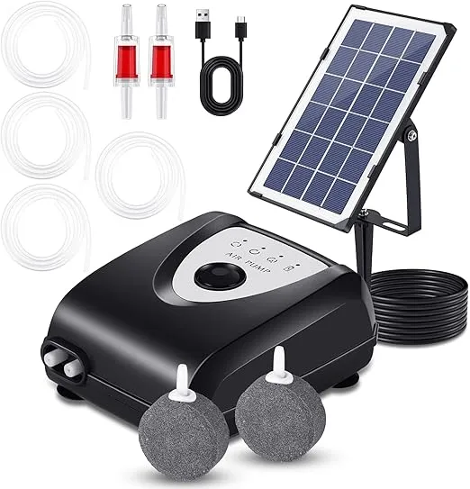 Solar Pond Pump, Air Pump, Solar Powered Pool Fish Tank Oxygenator Oxygen Aerator Air Pump Pond Kit, for Garden Fish Tank Pool Fishing Pond