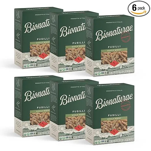 Bionaturae Fusilli Pasta Noodles - Whole Wheat Pasta, Kosher Certified, High Protein, Non-GMO Verified, USDA Certified, Whole Wheat Fusilli, Fusilli Pasta Organic, Crafted in Italy - 16 Oz