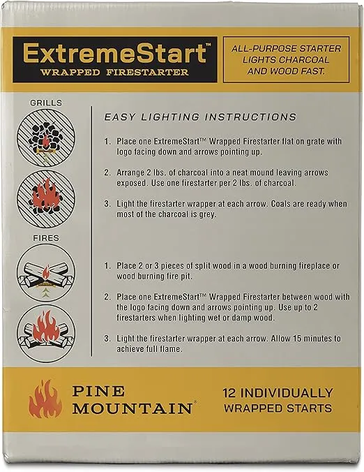 Pine Mountain Firestarters ExtremeStart, 12 Wrapped Fire Starters by Pine Mountain