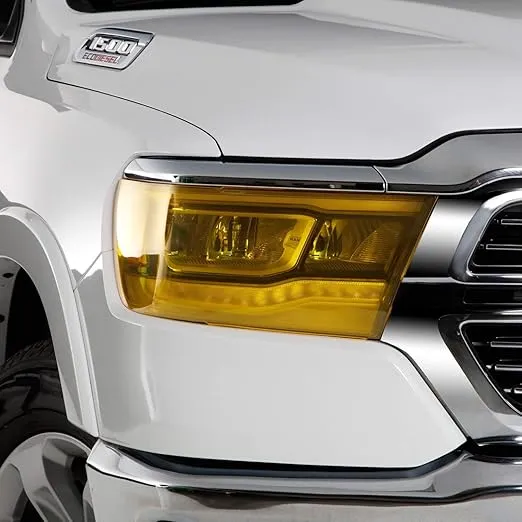 GT0768Y Transparent Yellow Headlight Cover 2 Pc Fits 2019-2021 Ram 1500 Big Horn